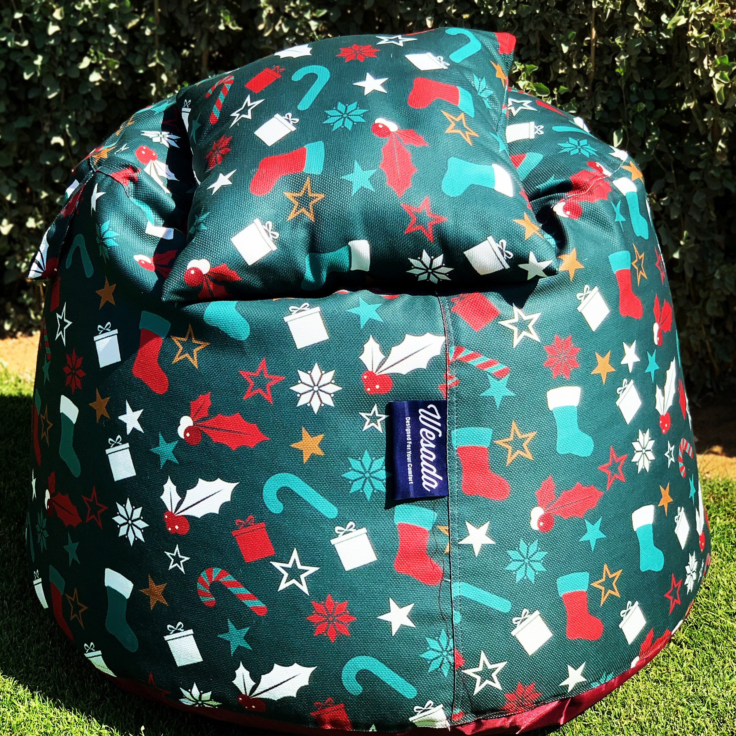 6AF86C52-E1B8-47F4-BDEE-03E9F3912F58 Printed beanbag ( christmas green) - Image 1